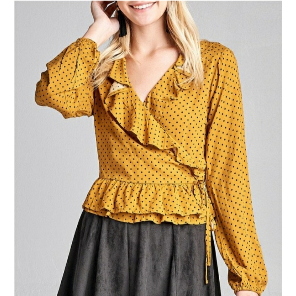 Ruffled Wrap Polka Dot Top - Picture 5 of 5